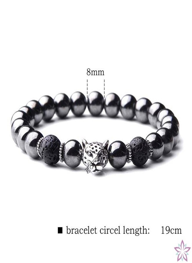 EDMIRIA Silver Plated with Hematite & Volcanic Lava Astrological Bracelet for Men, Women (Jet Black) - Image 5