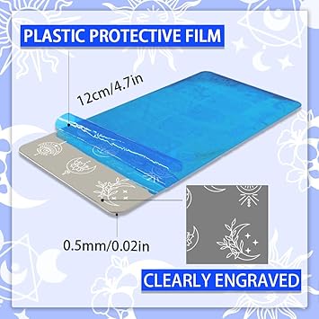 PH PandaHall 3pcs Astrolabe Nail Stamping Plates Moon Star Planet Nail Stamper Nail Art Stencils Print Nail Stencils Stainless Steel Nail Image Plates for Ramadan Nail Art Design Manicure Salon - Image 2