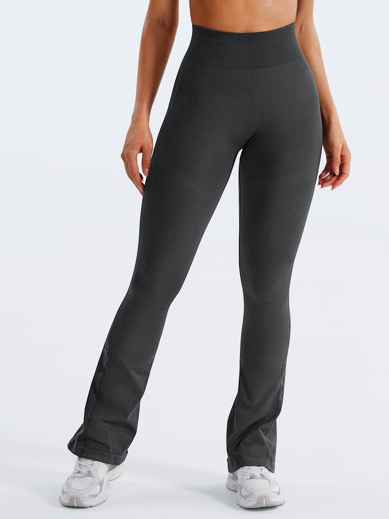 YEOREO Mini Flare Leggings Womens Workout Butt Lifting Legging Hidden Scrunch Seamless 30" Impact Lilliean Yoga Pants Asphalt Ash L - Image 2