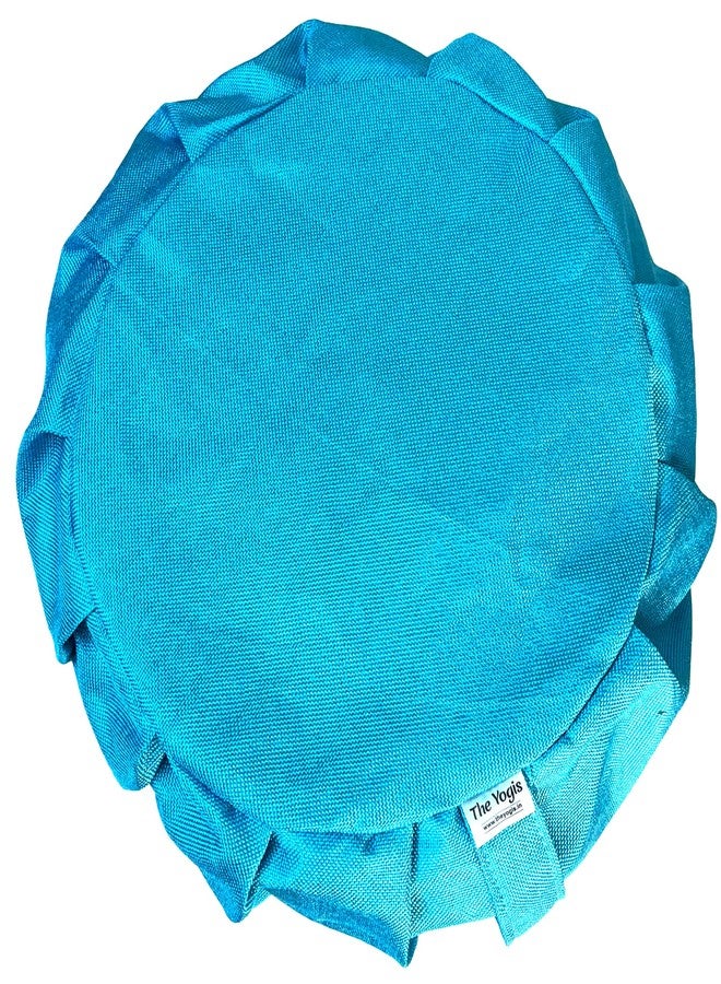 The Yogis Zafu Cushion for Yoga Posture & Meditation With Removable Outer Cotton Cover Round Pillow Aqua Blue - Image 5