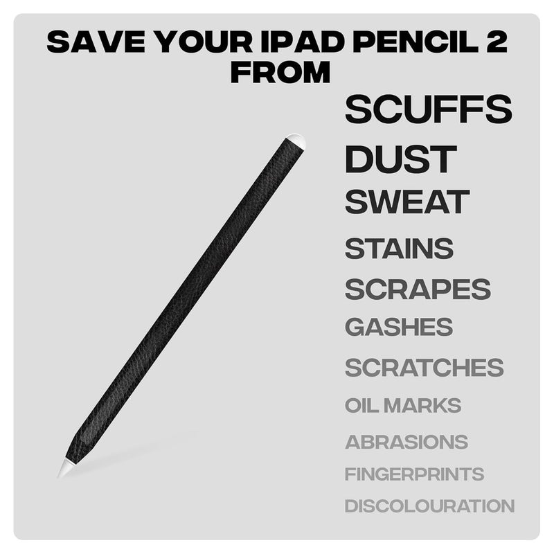 Capes Skins Wraps Stickers Compatible with iPad Pencil 2nd Generation | Anti-Scratch Durable 3M Vinyl Wraps | Not a Case | Wireless Charging Compatible | Black Leather - Image 2