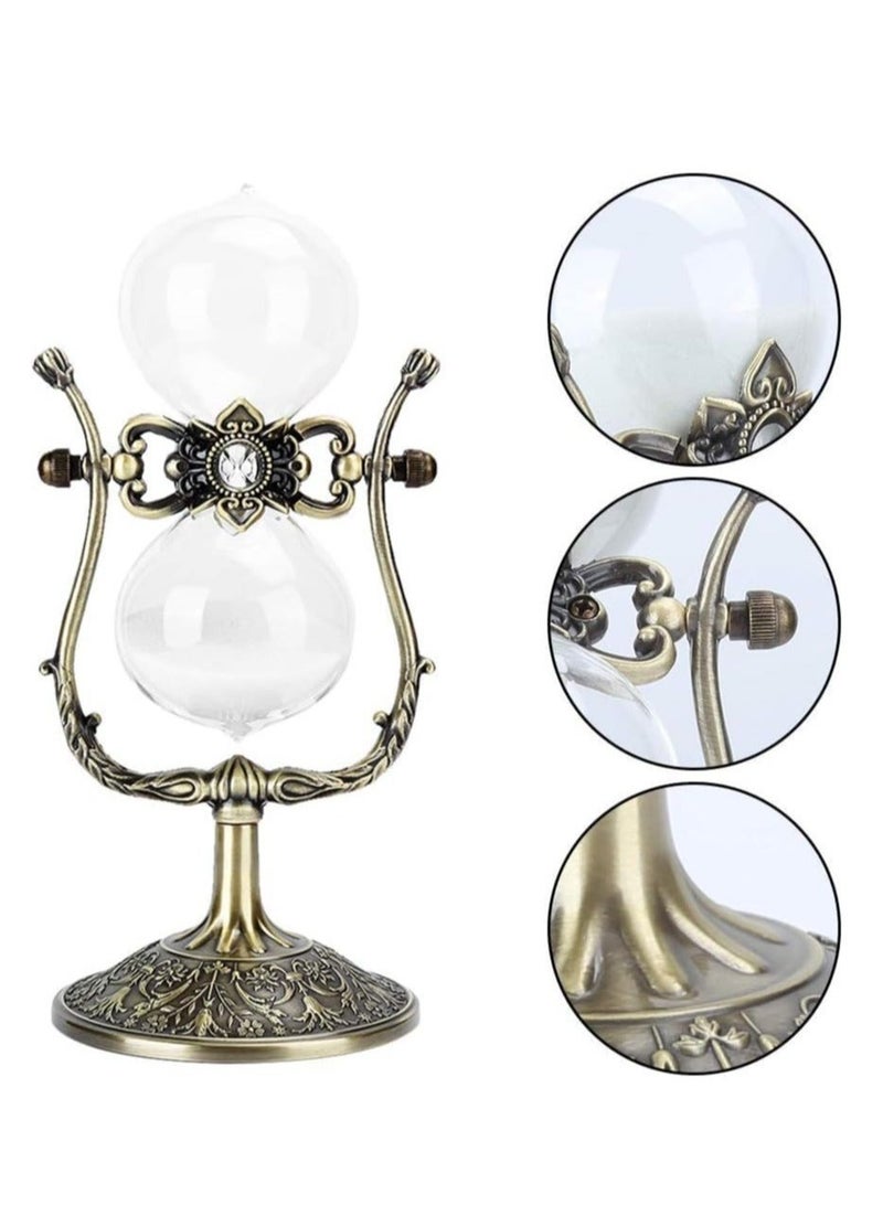 Captaintech Hourglass Timer Sand Clock, 15 Minutes Vintage Sandglass Ornament Craft, Embossed Golden Hourglass Timer for Vintage Home Decoration, Gift Study Decor Hourglass Ornament - Image 2