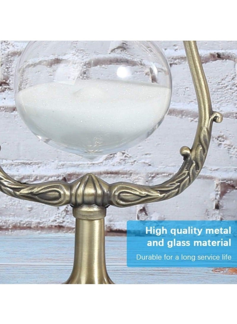 Captaintech Hourglass Timer Sand Clock, 15 Minutes Vintage Sandglass Ornament Craft, Embossed Golden Hourglass Timer for Vintage Home Decoration, Gift Study Decor Hourglass Ornament - Image 3
