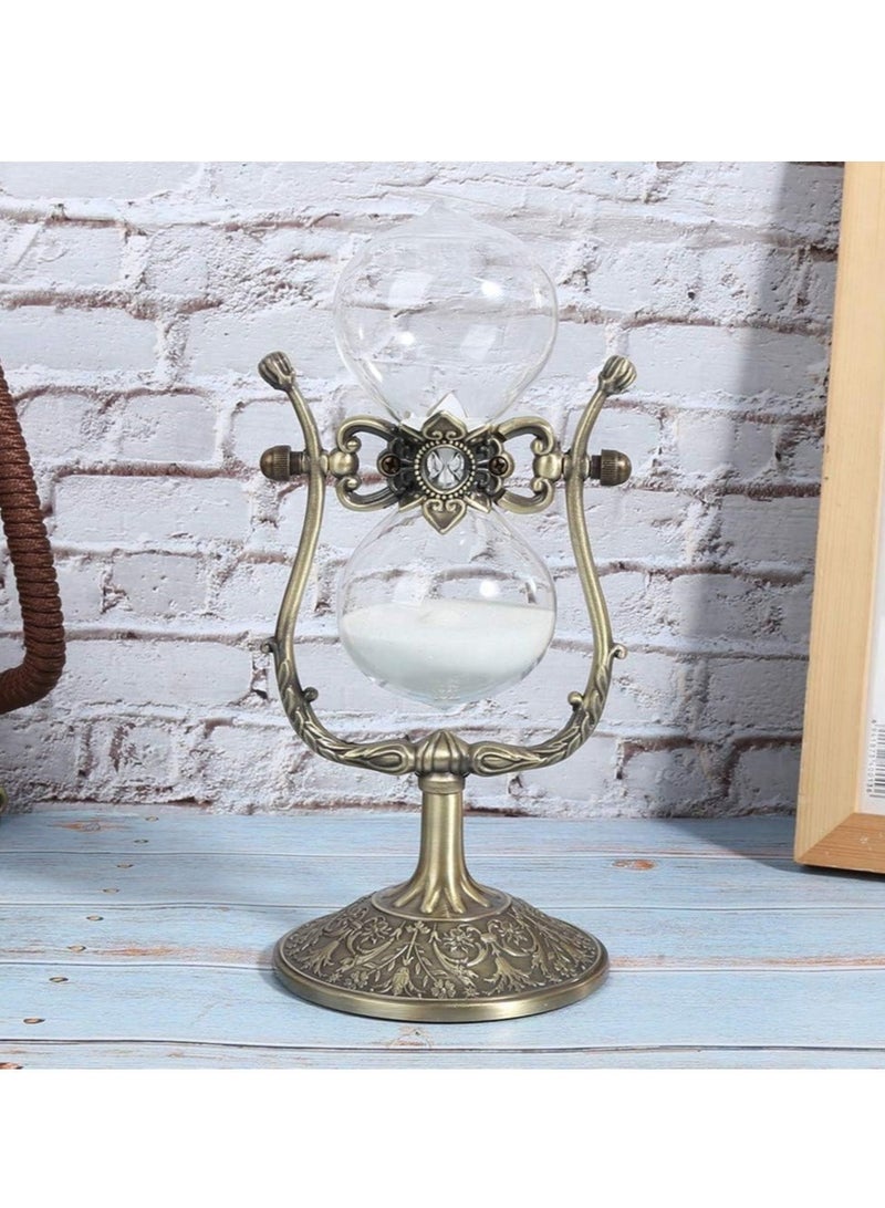 Captaintech Hourglass Timer Sand Clock, 15 Minutes Vintage Sandglass Ornament Craft, Embossed Golden Hourglass Timer for Vintage Home Decoration, Gift Study Decor Hourglass Ornament - Image 4