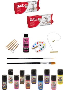 Glance Das White 2X500GR Clay Starter Set Funny Kids 20ML 10-Piece Acrylic Paint Starter Set 