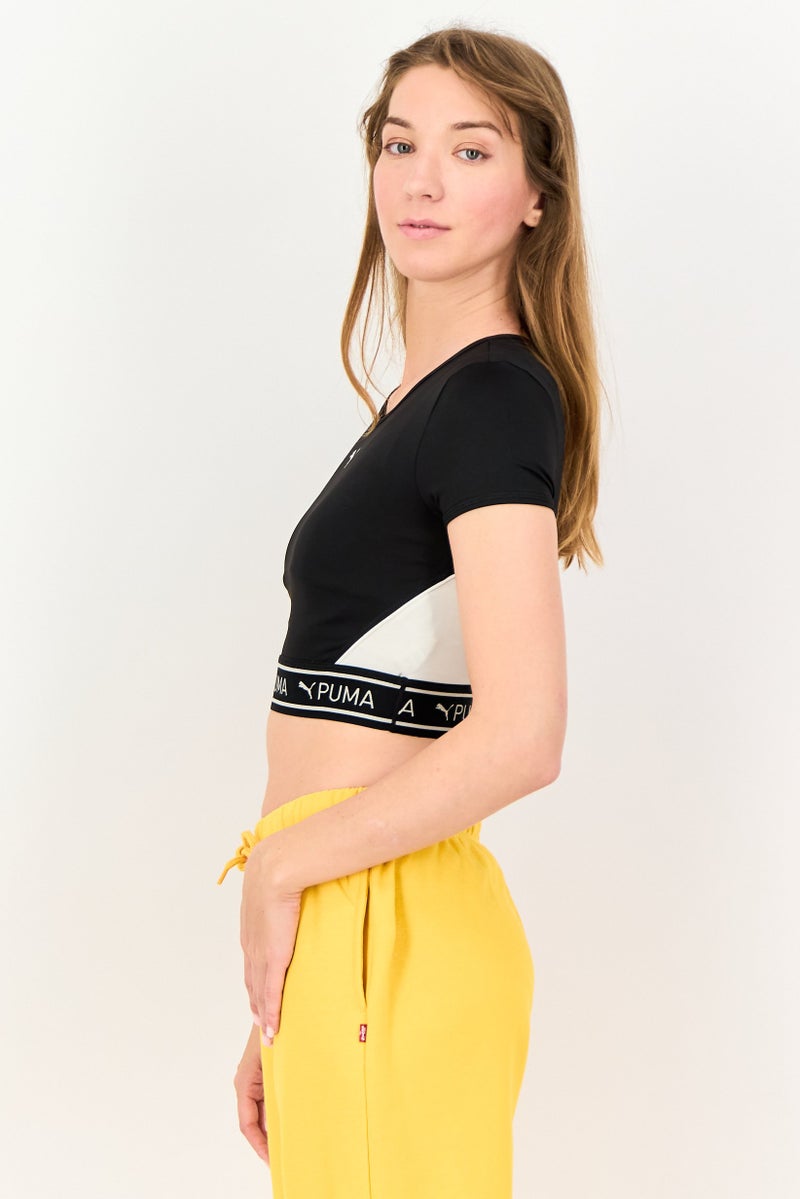 PUMA تي شيرت تدريب قصير الأكمام للنساء، أسود - Image 2