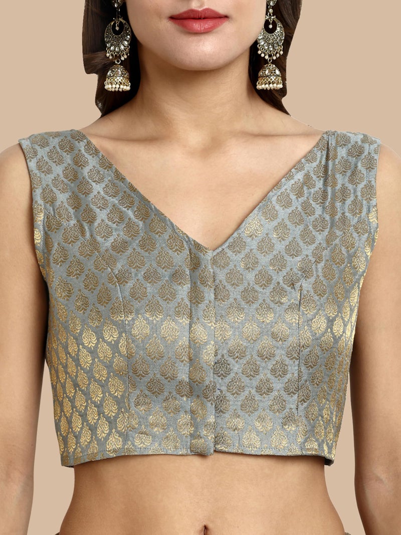 Vardha Women's Readymade Brocade Saree Blouse with Simple Look and Sleeveless Style | Blouse for Women - Image 4