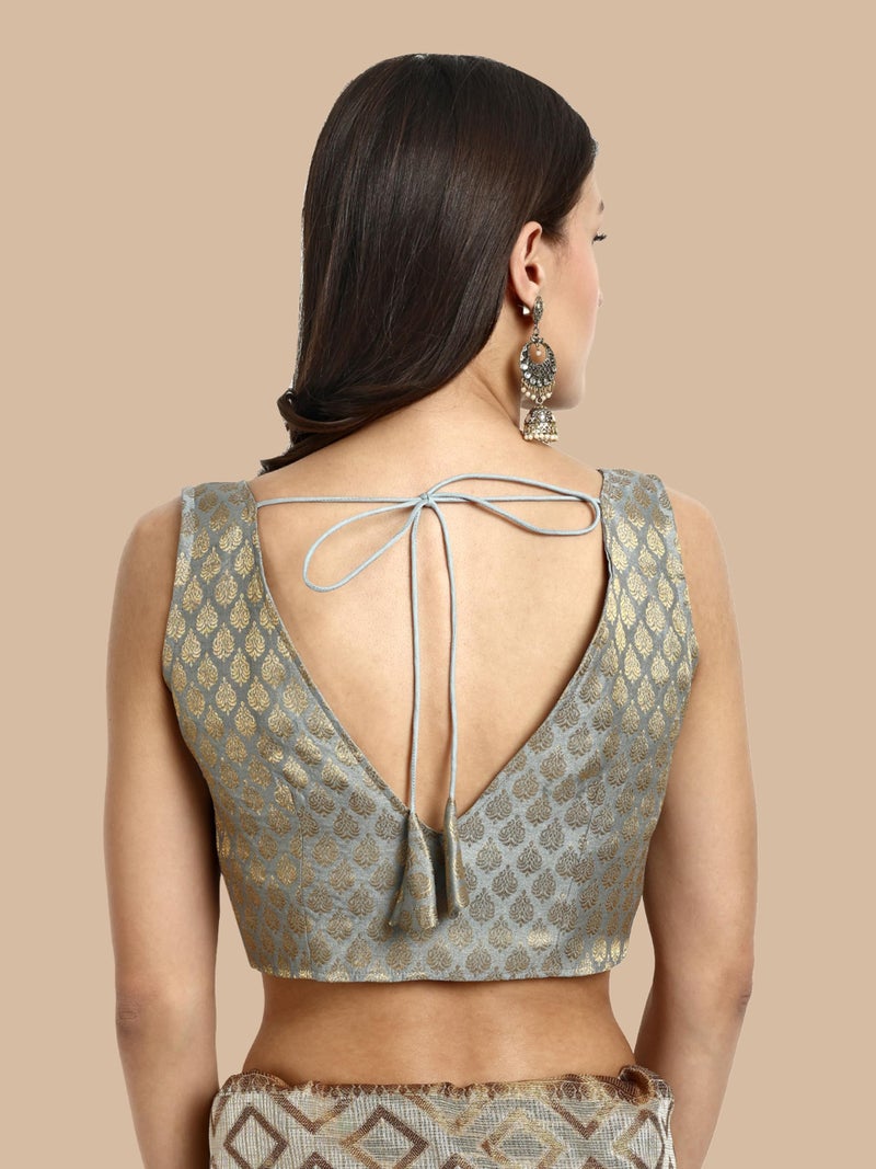 Vardha Women's Readymade Brocade Saree Blouse with Simple Look and Sleeveless Style | Blouse for Women - Image 3