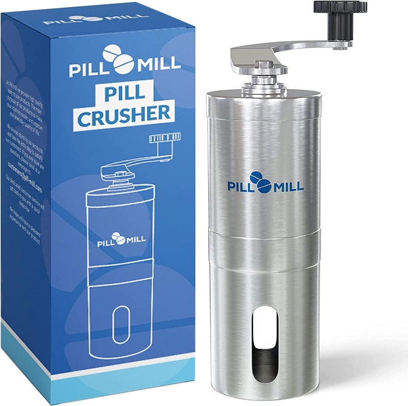 Pill Mill Pill Crusher - Crushes Multiple Tablets to a Fine Powder - Metal Pill Grinder - Tablet Pulverizer Suitable for Travel - Great Feeding Tube use and Pets - Image 1