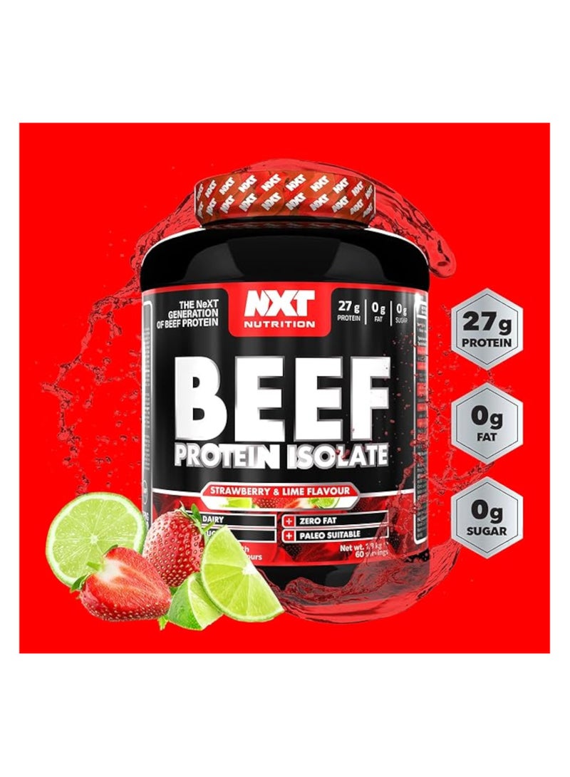 NXT Nutrition Beef Protein Isolate, Strawberry & Lime Flavour,  1.8kg, 60 Servings - Image 2
