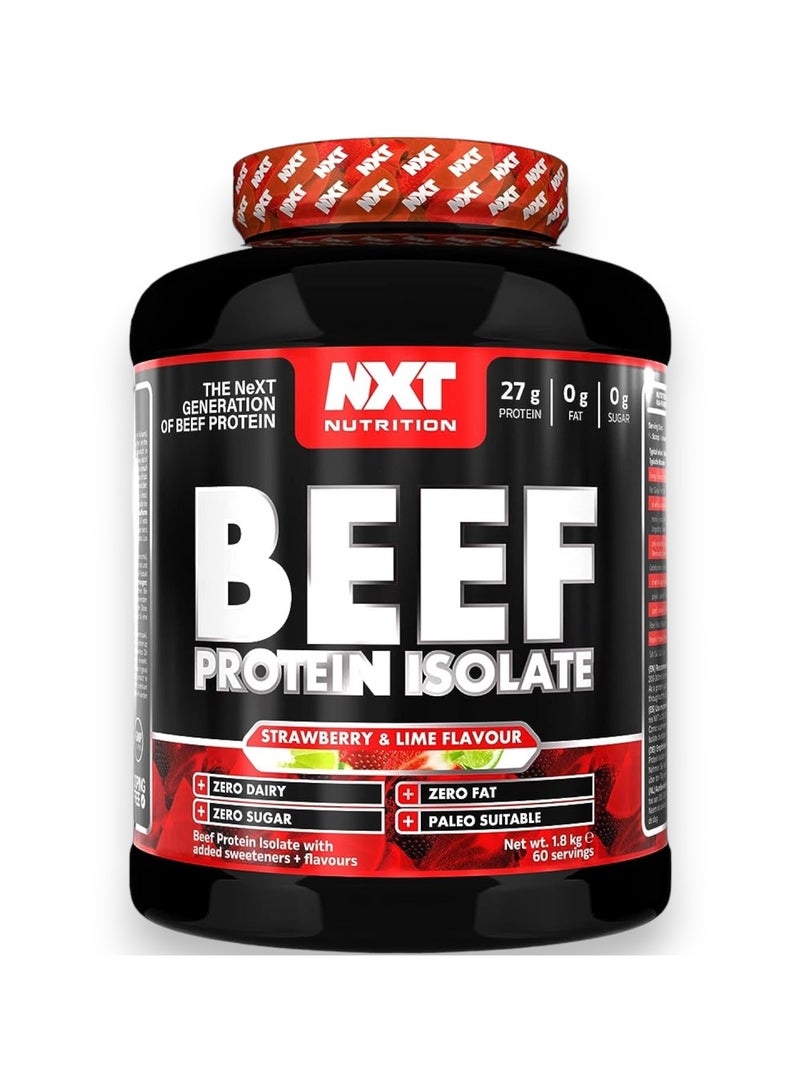 NXT Nutrition Beef Protein Isolate, Strawberry & Lime Flavour,  1.8kg, 60 Servings - Image 1