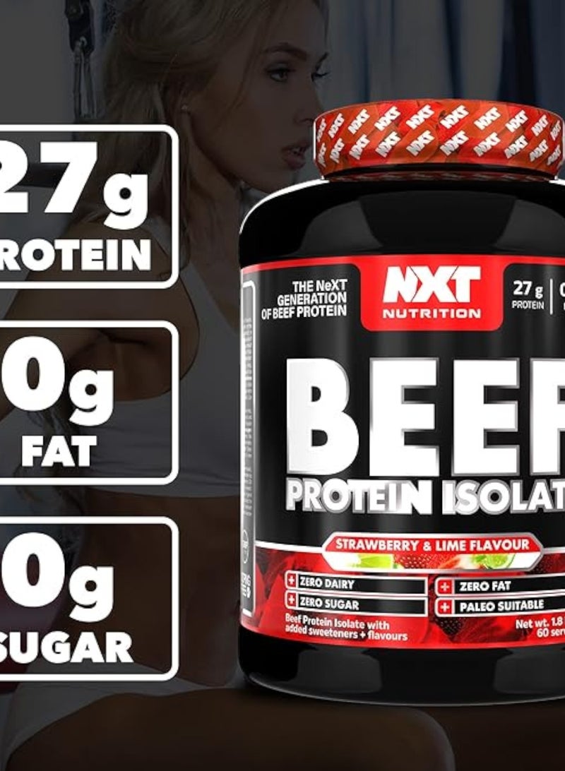 NXT Nutrition Beef Protein Isolate, Strawberry & Lime Flavour,  1.8kg, 60 Servings - Image 3