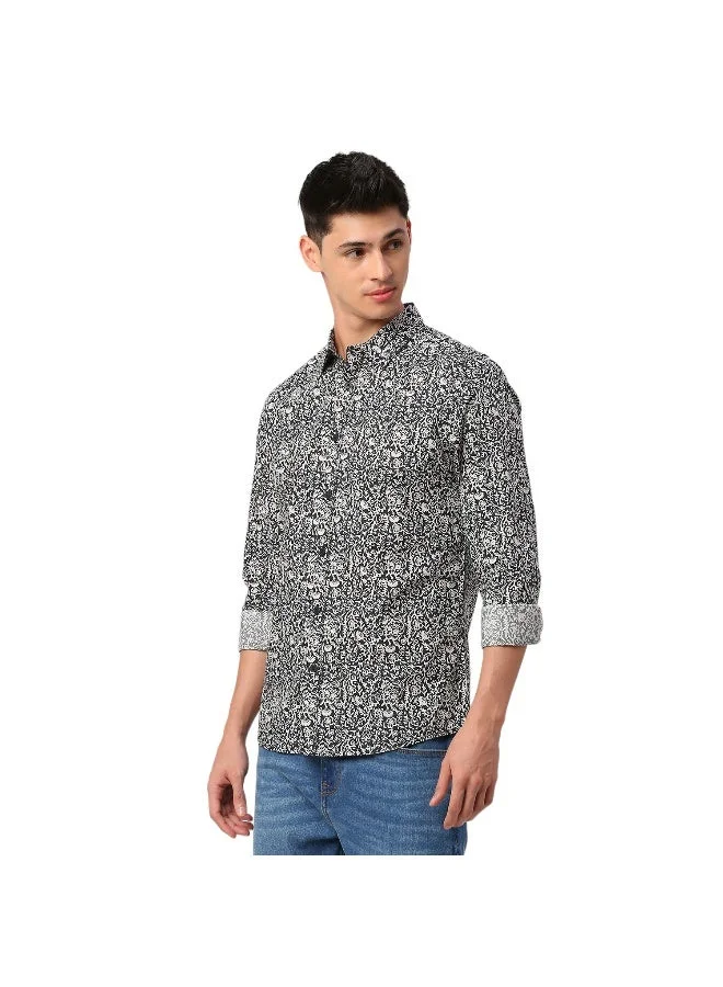 بيينغ هيومان Mens Black Collared Long Sleeve Shirt