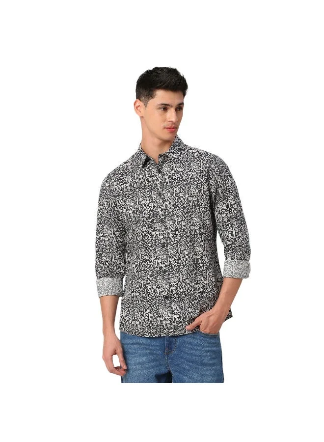 بيينغ هيومان Mens Black Collared Long Sleeve Shirt