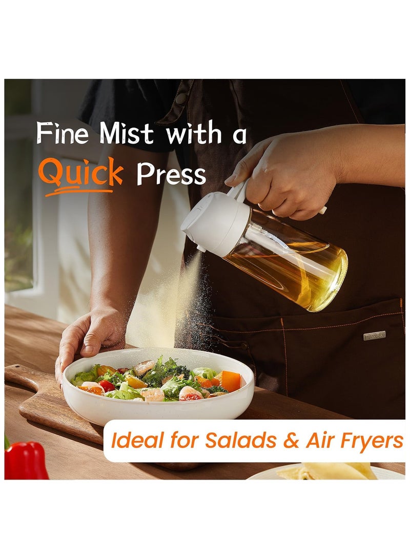 2Pcs 16oz Olive Oil Dispenser Bottle for Kitchen - 2 in 1 Oil Dispenser and Oil Sprayer for Cooking, Air Fryer, Salad, 470ml Olive Oil Sprayer White&Green  - Image 2