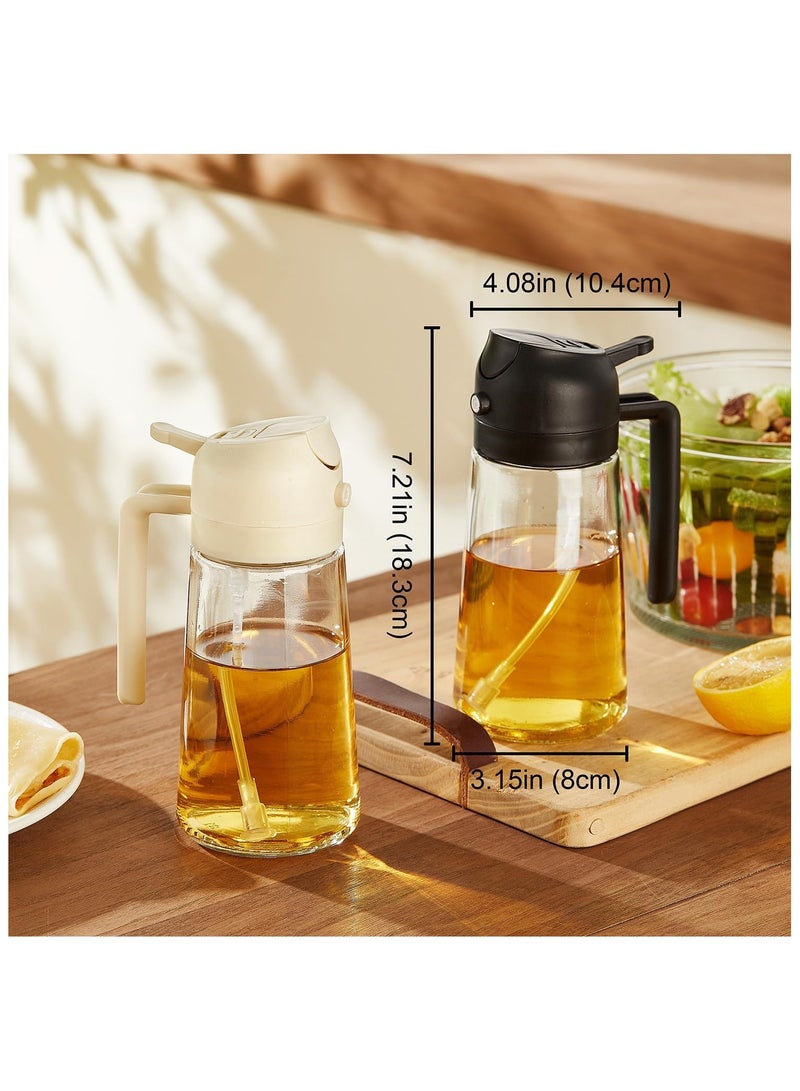 2Pcs 16oz Olive Oil Dispenser Bottle for Kitchen - 2 in 1 Oil Dispenser and Oil Sprayer for Cooking, Air Fryer, Salad, 470ml Olive Oil Sprayer White&Green  - Image 5