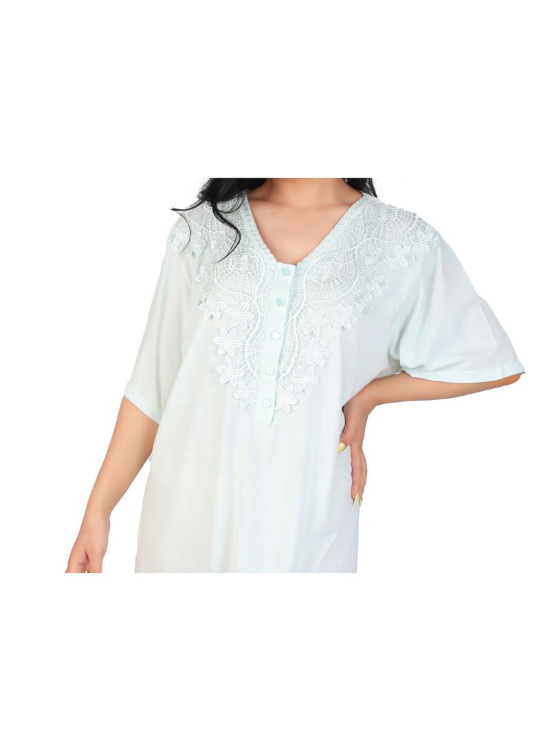 Dadoush Women's Embroidered Polyester Maxi Abaya - Full Length Modest Sleepwear | Soft Nightgown with Elegant Chest Detail. - Image 2