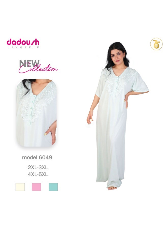 Dadoush Women's Embroidered Polyester Maxi Abaya - Full Length Modest Sleepwear | Soft Nightgown with Elegant Chest Detail. - Image 4