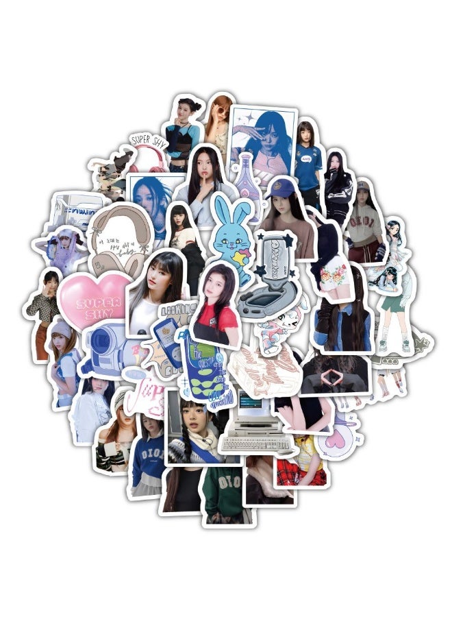 NIBEMINENT 60 Pcs Kpop NewJeans Deco Kit Waterproof Stickers, High Definition Printing Bright Colors, Suitable for Laptop Skateboard Luggage Water Bottle Guitar DIY - Image 1