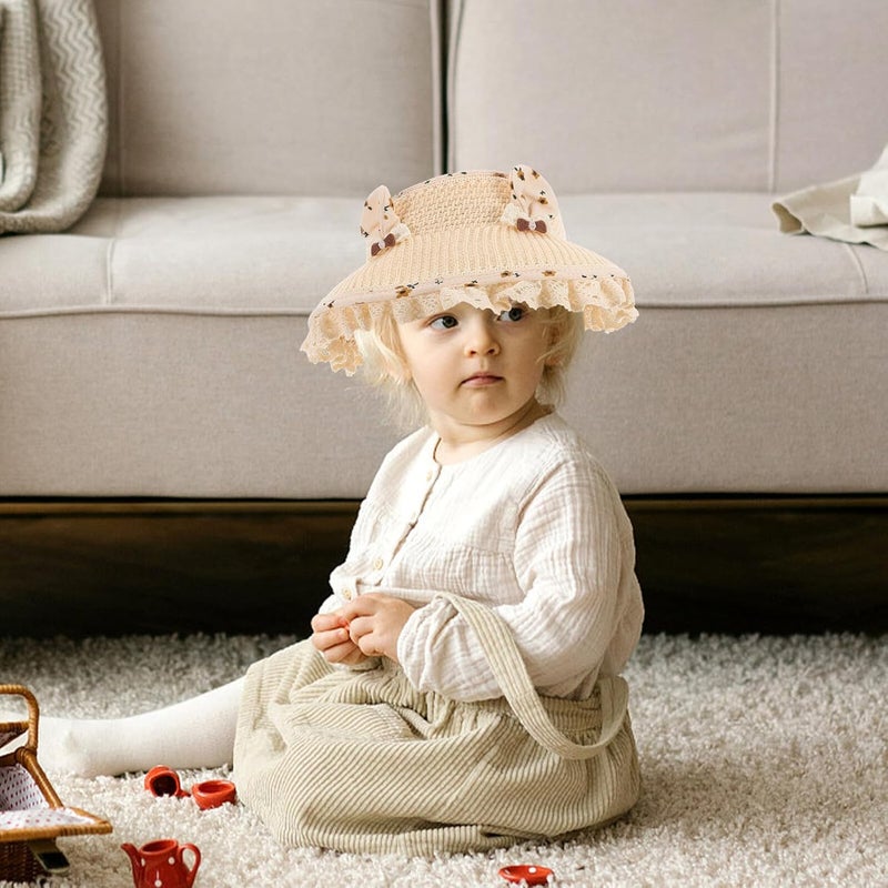 IMIKEYA Wide Brim Sun Hat with Rabbit Ears Beige Empty Top Visor Hat for Outdoor Sun Protection with 48-50cm Head Circumference - Image 5