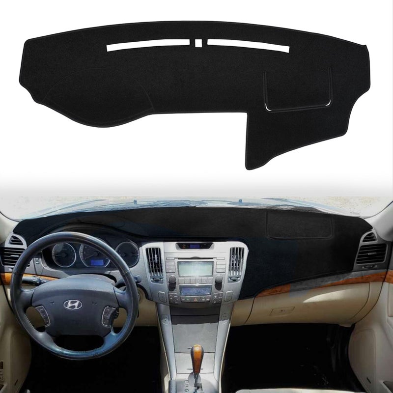 BLIBLIUNIT Dashboard Cover Dash Cover Mat Pad Custom Fit for Hyundai Sonata 2009 2010 with Cutout for Sensor 0910 Black