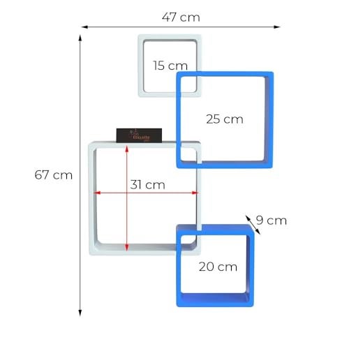 DDS Dream Decor Shoppee Floating Shelves for Wall Set of 4 Intersecting Wall Mounted Wall Shelf Solid Wood Floating Shelves Wall Decor for Bedroom, Room, Living Room, Kitchen Bedroom (Black) - Image 5
