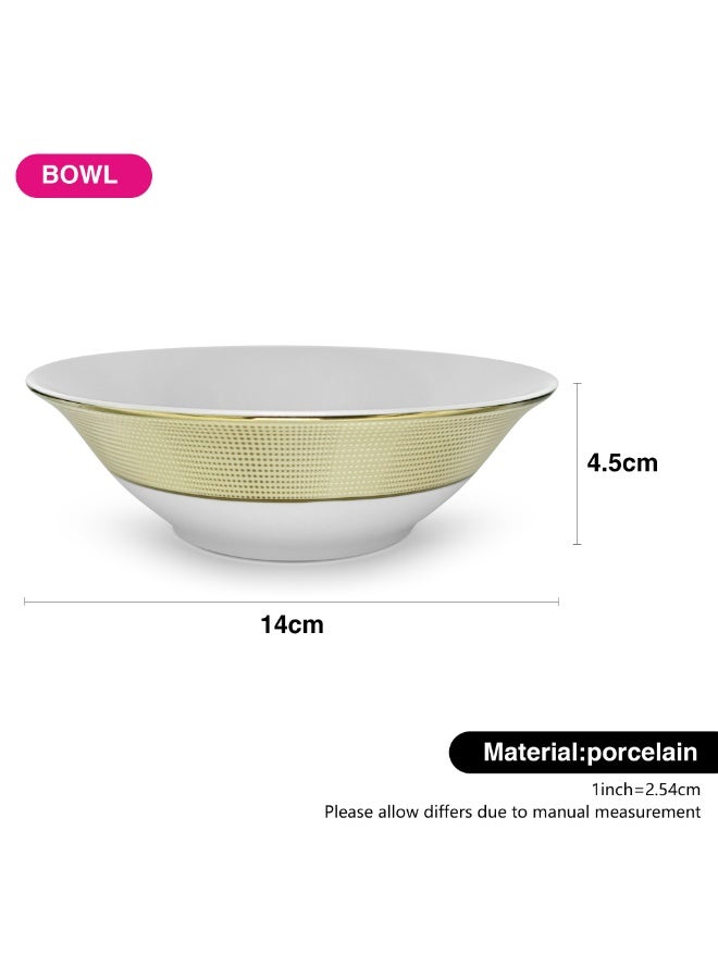 Fissman طقم أطباق تقديم فيسمان 5 قطع، أطباق خلط سلسلة فرساي | طقم أطباق بورسلين (4 قطع × 14 سم — 1 قطعة × 23 سم) | حافة ذهبية مزخرفة أنيقة | أطباق مطبخ للسلطة، الحساء، الحلوى - Image 3