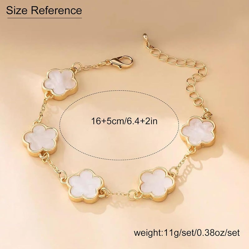 Nan 2 PCS Lucky Floral Bracelet Set for Women - Elegant Flower Chain Link Design - Image 2