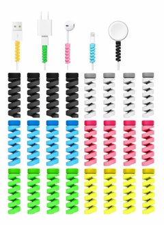 Y&D 24 Pieces Charger Cable Saver Silicone Flexible Wire Protector Data Lines Repair Type-C Cord Protector Headphone Adapter Saver Spiral Wrap Strain Relief Sleeve  - Image 1