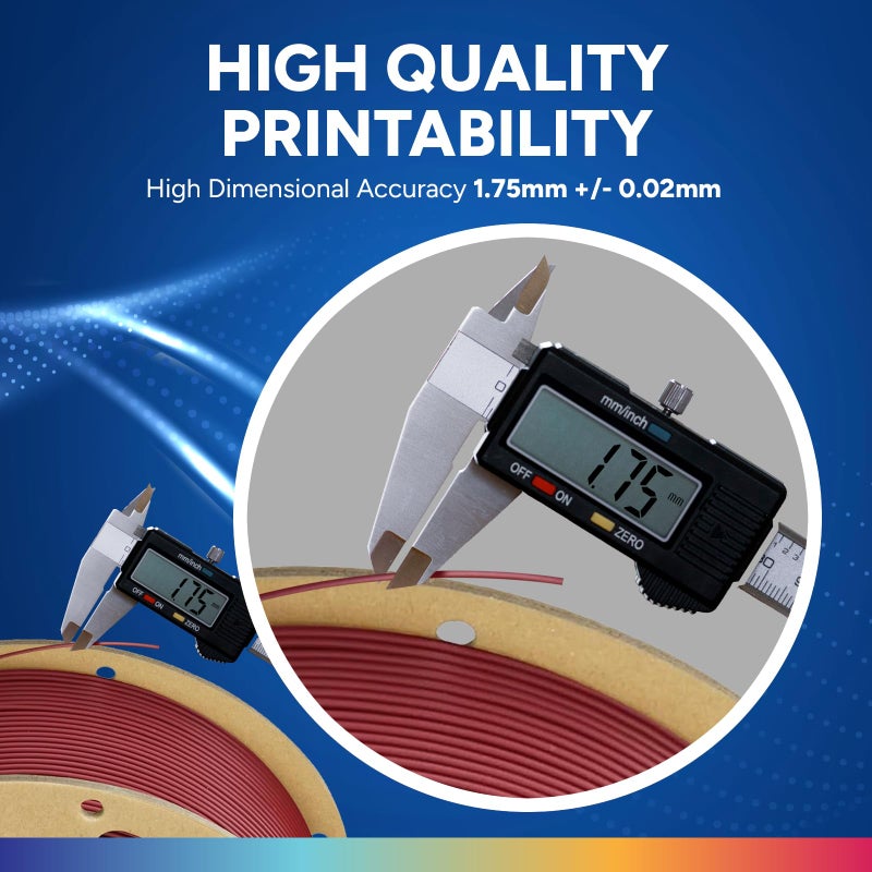 OVERTURE PLA Plus (PLA+) Filament 1.75mm, Stronger & More Durable, Professional Toughness 3D Printer Filament 1kg (2.2lbs), High Precision +/- 0.02mm, Tangle-Free(Wine) - Image 4