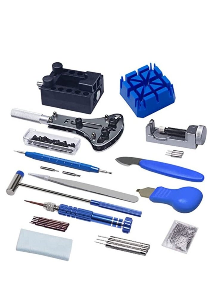SYOSI - Watch Repair Kit Watchmaker Tool Watch Tool Kit Band Link Back Case Holder Openers Spring Bar Pin Tool Set Watch Battery Replacement Tool Kit 185 Pcs - Image 1