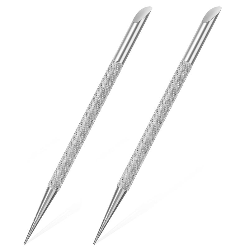 Clofiak 2Pcs Nail Cleaning Cuticle Stick Tool, Stainless Steel Cuticle Pusher, Nail Polish Remover tool, Professional Pedicure Nail Art Care Portable Nail Cleaner for Fingernails Toenails Manicure - Image 1