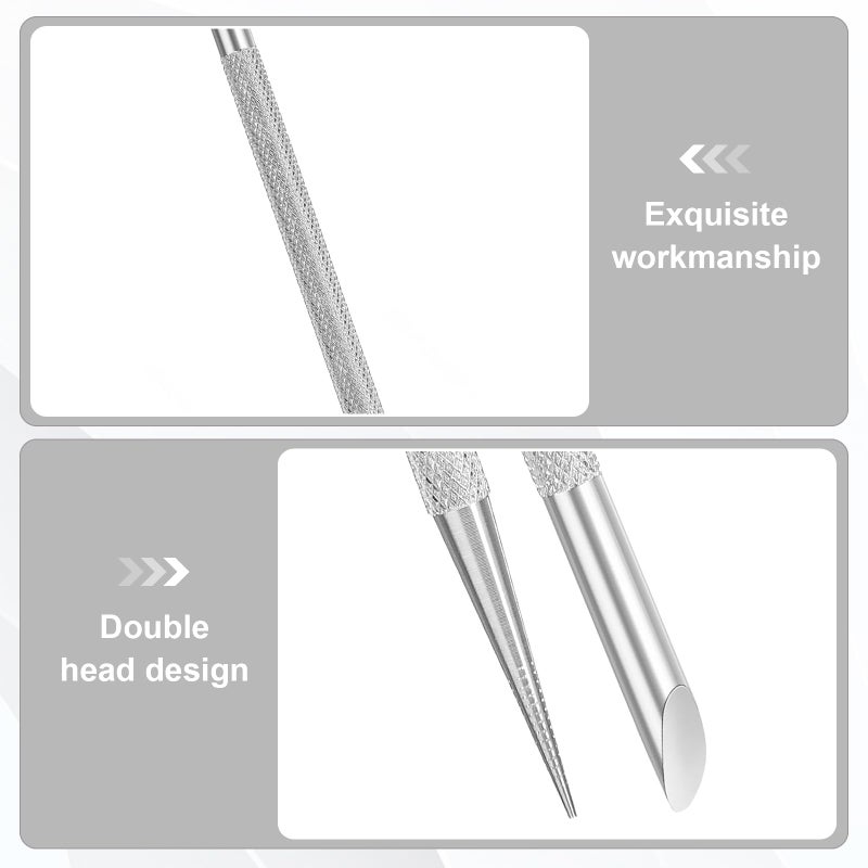 Clofiak 2Pcs Nail Cleaning Cuticle Stick Tool, Stainless Steel Cuticle Pusher, Nail Polish Remover tool, Professional Pedicure Nail Art Care Portable Nail Cleaner for Fingernails Toenails Manicure - Image 5