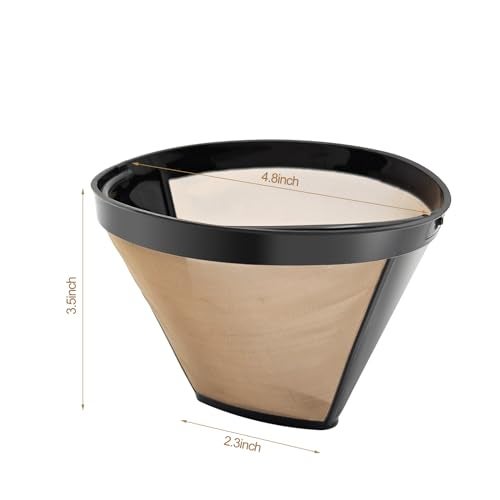 MFBJXC Gold Coffee Filter Reusable #4 Cone Coffee Filters Basket Replacement fits Cuisinart/Ninja Coffee Makers and Brewers (2) - Image 5