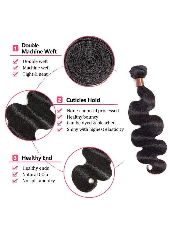 Angie Queen - Ngie Queen Malaysian Virgin Hair Body Wave 3 Bundles 18 20 22Inch 100% Unprocessed Virgin Human Hair Extension Hair Weave Weft Natural Black Color (100+/5G)/Bundle Can Be Dyed And Bleached - Image 1
