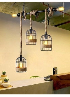 Next Life 5 Lamp Rope Chandelier Rustic Pendant Light Industrial Hanging Lamp for Living Room Dining Room Bedroom And Kitchen  - Image 1