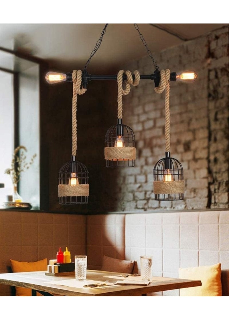 Next Life 5 Lamp Rope Chandelier Rustic Pendant Light Industrial Hanging Lamp for Living Room Dining Room Bedroom And Kitchen  - Image 3