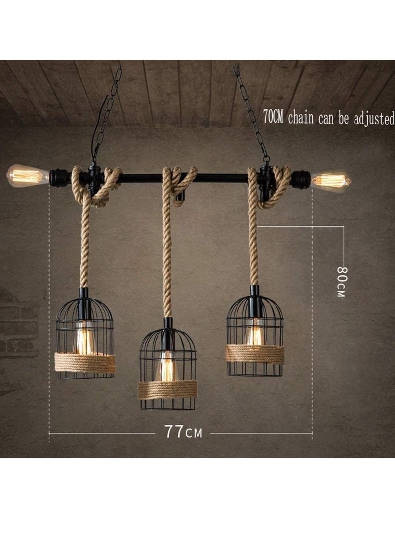 Next Life 5 Lamp Rope Chandelier Rustic Pendant Light Industrial Hanging Lamp for Living Room Dining Room Bedroom And Kitchen  - Image 2