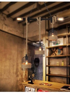 Next Life 5 Lamp Rope Chandelier Rustic Pendant Light Industrial Hanging Lamp for Living Room Dining Room Bedroom And Kitchen  - Image 4