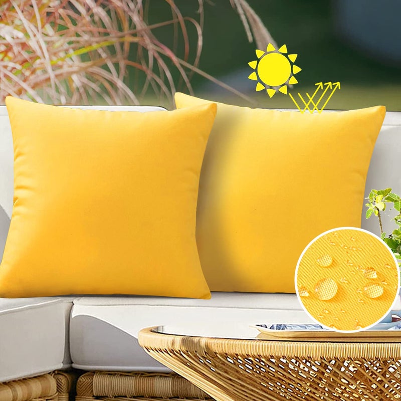 VAKADO Outdoor Waterproof Throw Pillow Covers 20X20 Set of 2 Decorative Yellow Patio Furniture Cushion Cases Outside Decor for Couch Garden Bench Porch - Image 3