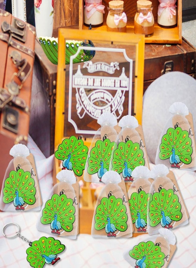 Elecrainbow 60 Pack Peacock Party Favors - Include 20 Keychains, 20 Thank You Tags and 20 Bags for Summer, Wedding, Zoo Animals, Bird Theme, Baby Shower, Goodie Bag Fillers - Image 4