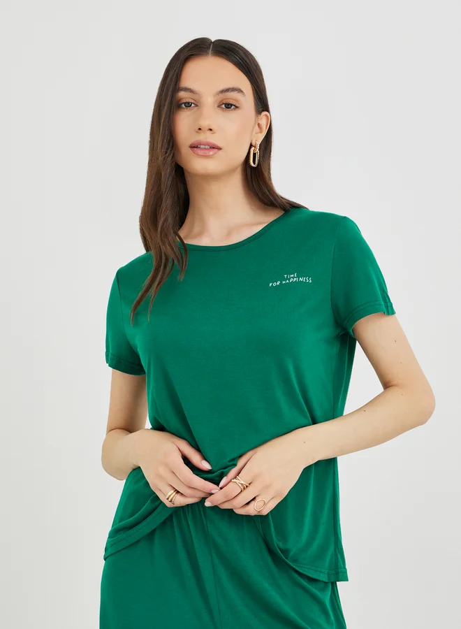 Take Two Take Two Slogan Print Short Sleeve T-Shirt and Joggers Co-Ords