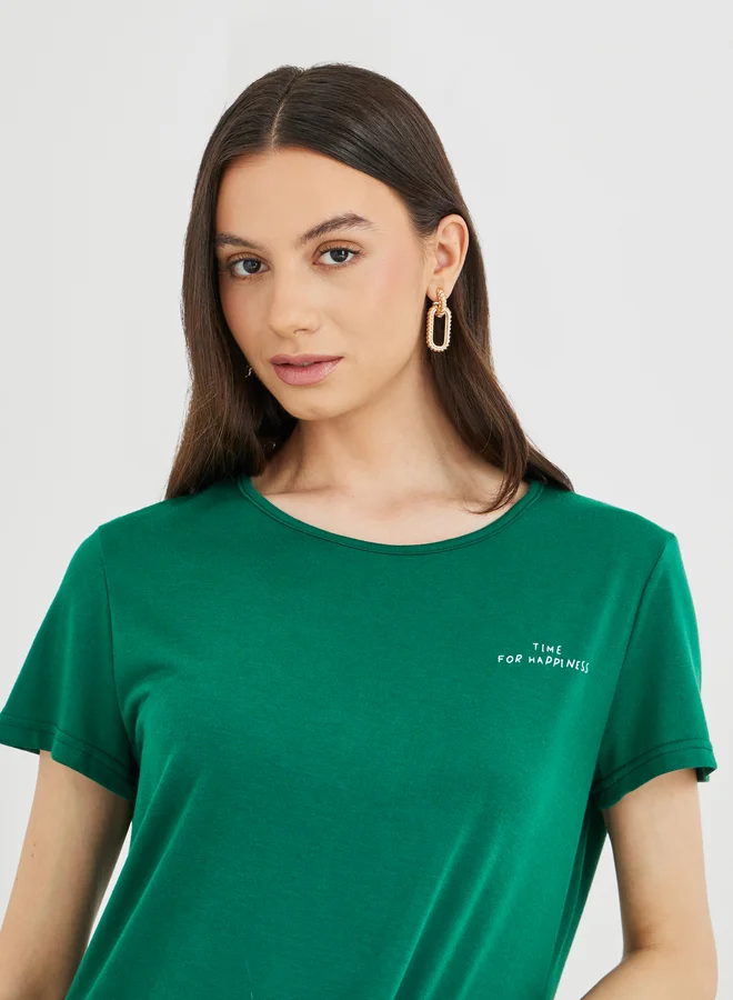 Take Two Take Two Slogan Print Short Sleeve T-Shirt and Joggers Co-Ords