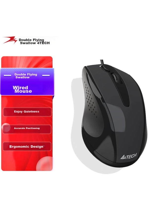 A4TECH A4tech N-500fs Quiet Wired Mouse For Laptop And Desktop, Office And Home Use, Portable Mouse With One-click Screen Capture, Usb Interface, High Brightness Iron Gray  - Image 1