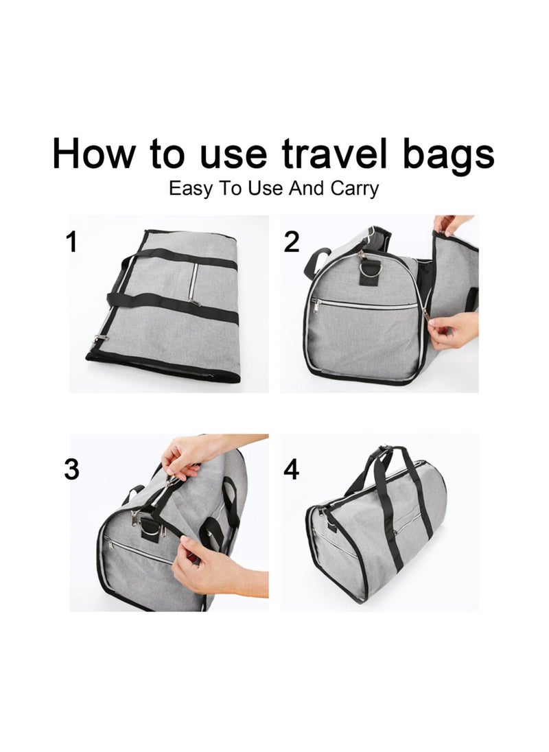 SYOSI Convertible Garment Bag for Travel - Large Capacity Suit Bag, Waterproof Foldable Duffel Bag | 2-in-1 Leather Dress Suitcase with Multiple Compartments, Expandable Garment Bag for Business Trips  - Image 5
