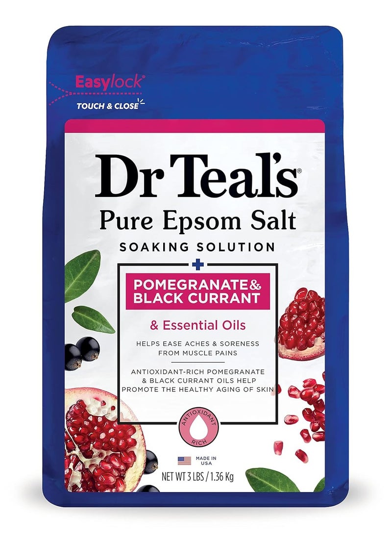Dr Teal's Dr Teal's Pure Epsom Magnesium Salt Soak, Pomegranate Oil & Black Currant, 3 lbs  - Image 1
