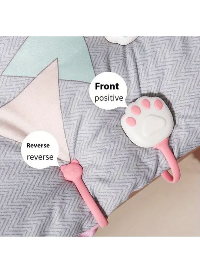 Lake Blue Cat Paw Bed Corner Grips 8pcs Non Slip Durable Mattress Protectors Pink Blue Paw Prints - Image 5