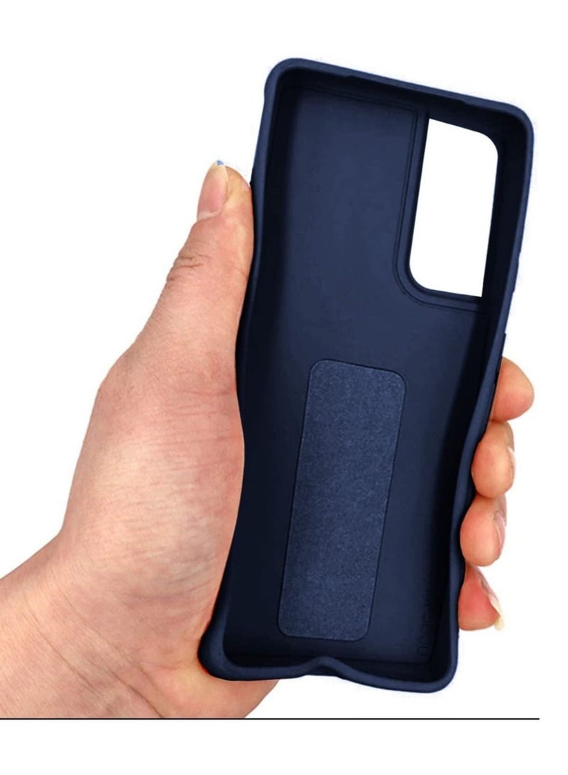 Wtech Premium Quality Silicone Slim PU Leather Kick Back Stand Grip Case Cover For Samsung Galaxy S22 Plus 5G Navy Blue - Image 5