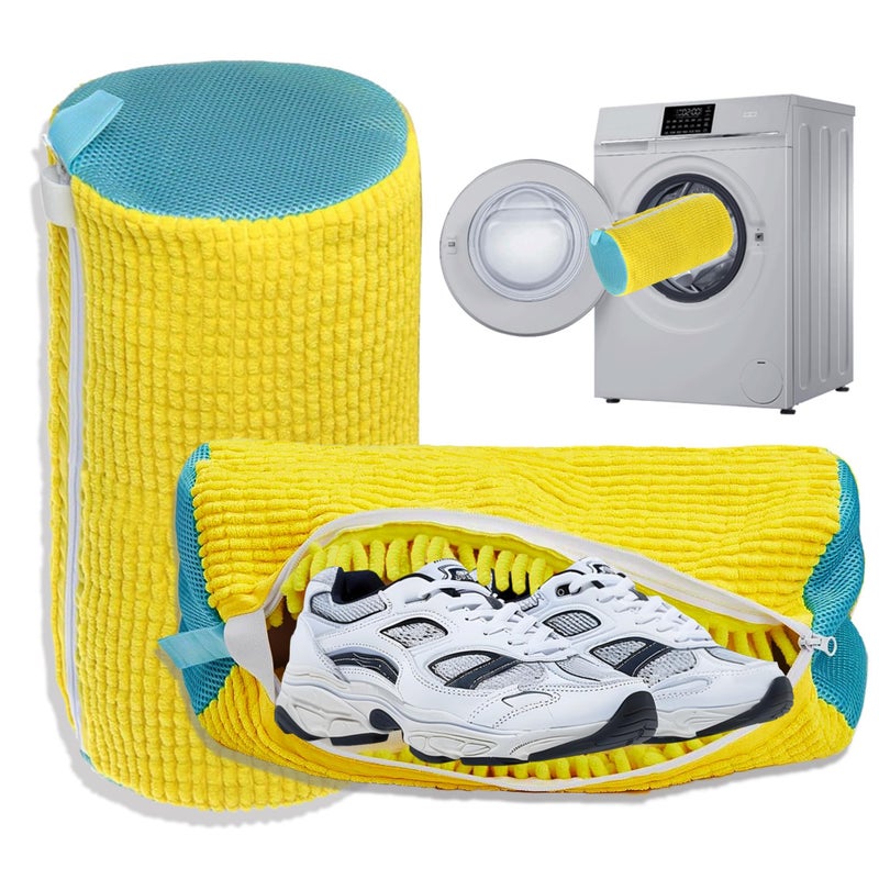 Shoe Washing Machine Bag Laundry Shoe Bag for Washer and Dryer Reusable 2pc Shoe Cleaning Bags for Sneakers 360 Deep Cleaning Machine for All Shoes Types With Selflocking Zipper