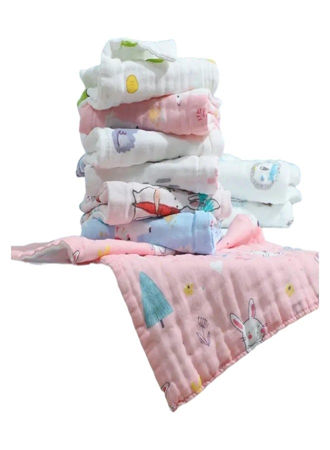 Tinnie Frenzy Premium Muslin Baby Burp Cloths – Ultra Soft & Absorbent, 6 Layers for Newborns & Infants – Pack of 5/10 – Baby Essentials for Baby Feeding (Printed Multicolor, Pack of 10) - Image 4